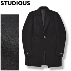 【定番】 日本製 ステュディオス STUDIOUS メルトン ウール チェスター コート ノッチドラペル センターベント 総裏地 1 ブラック セレクト キレイめ カジュアル ウェア フォーマル ビジカジ メンズ