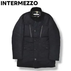 インターメッツォ INTERMEZZO  キルティング ミドル ダウン コート ジャンパー 総裏地 M ネイビー x ペイズリー柄 グレー カジュアル ウェア タウンユース フォーマル ビジカジ メンズのサムネイル