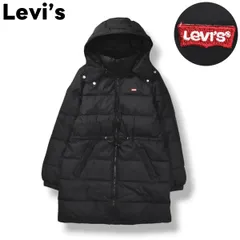 リーバイス Levi's フード付き ロゴワッペン付き ダウンコート ジャケット カジュアル アメカジ ストリート 撥水 防寒 S ブラック レディース ♪