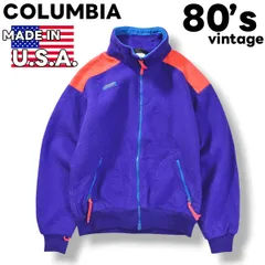 【希少】 80s ヴィンテージ USA製 三角タグ コロンビア COLUMBIA ロゴ入り フリース ジャケット ジップアップ ジャンパー ブルゾン M パープル アウトドア カジュアル ウェア ストリート メンズ