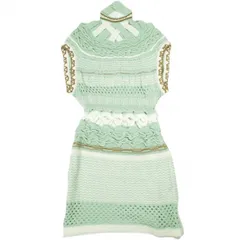 新品 Mame Kurogouchi マメクロゴウチ 23SS Bamboo Basket Pattern Knitted Dress バンブーバスケットパターンニットドレス MM23SS-KN034 2 MINT GREEN 定価88,000円 ワンピースのサムネイル