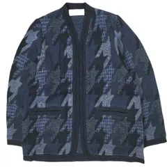 新品 Mame Kurogouchi マメクロゴウチ 23SS 日本製 Houndstooth Knitted Jacket ハウンドトゥースニットジャケット MM23PS-KN724 1 NAVY 定価71,500円 千鳥格子 アウター g23059のサムネイル