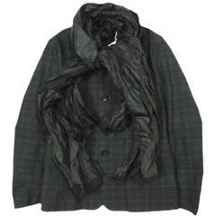 신품 tao COMME des GARCONS 타오 컴데 갤슨 23SS 일본제 체크 × 나일론 태프터 스카프 자켓 TK-J014 S 차콜 그레이 Tricot 트리코 정가 165,000 엔 아우터 g23044