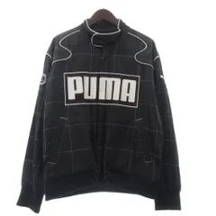 プーマ PUMA 美品 ARCHIVE SEASONAL RELAXED RACER ジャケット ブルゾン 長袖 ロゴ プリント 刺繍 黒 ブラック S