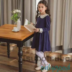 子供服 ワンピース キッズ 女の子 長袖 秋冬 おしゃれ 韓国子供服 ジュニア 膝丈ワンピース 折り襟 子供ドレス dress カジュアル 可愛い 小