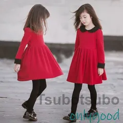 子供服 ワンピース キッズ 女の子 長袖 おしゃれ 秋冬 厚手 韓国子供服 ジュニア 膝丈ワンピース 無地 折り襟 子供ドレス dress カジュアル