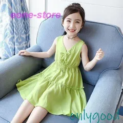 子供服 ワンピース キッズ 子供ドレス dress 韓国子供服 ジュニア 女の子 夏 ノースリーブ 膝丈 シフォン カジュアル おしゃれ 可愛い 通学