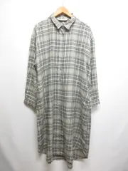バックナンバー BACK NUMBER チェック柄 長袖 フランネル ロング シャツ ワンピース L グレー