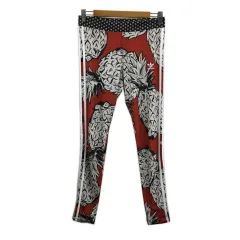 アディダスオリジナルス adidas originals パンツ テーパード ロング 総柄 ウエストゴム ライン OT 赤 白 レッド ホワイト