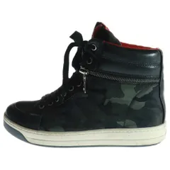 PRADA SPORT (プラダ スポーツ) レザー切替 カモ柄 サイドジップ レースアップ ハイカットスニーカー ブラック レディース 3T 5871