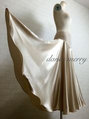 新品 フレアー最大 サテン パソドブレ スカート 社交ダンス ベージュ