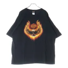 HARLEY DAVIDSON (ハーレーダビッドソン) 00S VINTAGE Flame Eagle Tee フレイム イーグル プリントTシャツ カットソー ヴィンテージ ブラック/オレンジ