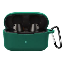 【在庫処分】シリコン素材 KONXISA 着用しやすい ヘッドホンケース 耐衝撃性 保護ケース ケース 防水防塵 対応 ウォッシャブル ATH-CKS30TW / カラビナ付き ATH-CKS30TW+(E) 持ち運びがしやすい【濃い緑色】 オーディオテクニカ