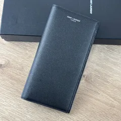 SAINT LAURENT PARIS サンローラン 長財布 ロングウォレット ブラック レザー  二つ折り長財布 メンズ  小銭入れあり　付属品付き