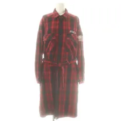 アヴィレックス AVIREX Belle シャツワンピース ロング チェック柄 F 赤 黒 /ES