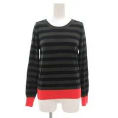 ポールスミス PAUL SMITH ニット セーター 長袖 薄手 プルオーバー ボーダー ウール M カーキ 紺 ネイビー /GV ■GY14