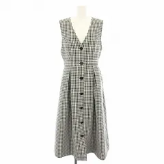 ダイアグラム グレースコンチネンタル Diagram GRACE CONTINENTAL 24AW チェックジャンパースカート ワンピース ロング Vネック ノースリーブ タグ付き 36 白 ホワイト 黒 ブラック 0324231156 /YT