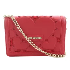 ラブモスキーノ LOVE MOSCHINO ショルダーバッグ チェーン フラップ ハート レザー 赤 レッド /KUのサムネイル