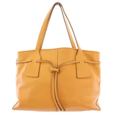 トッズ TOD'S トートバッグ ハンドバッグ レザー ロゴ 型押し ワンカラー 茶 ブラウン /BB