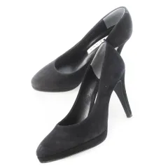 ダイアナ DIANA ハイヒールパンプス スエード レザー 革 アーモンドトゥ ピンヒール 小さいサイズ 21.5 黒 ブラック /CK22 ■GY18