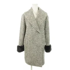 スナイデル SNIDEL ショールカラーコート ツイード ダブル ミドル丈 ラビットファー付き 0 XS グレー /MN7 ■GY99