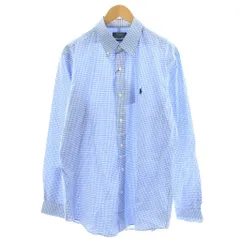 ポロ ラルフローレン POLO RALPH LAUREN ボタンダウンシャツ 長袖 ギンガムチェック ロゴ 刺繍 L 水色 ライトブルー 710867364004 /AN52 ■BM