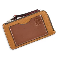 ロエベ アナグラム コインカードホルダー L字ファスナー コインケース 小銭 カードケース 名刺 定期入れ パスケース ソフトグレインカーフ レザー ライトキャラメル ピーカン ブラウン シルバー金具 C660Z40X04 箱付 LOEWE（新品・未使用品）