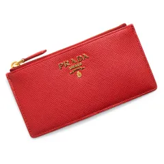 プラダ フラグメントケース コインケース カードケース 小銭入れ 財布 サフィアーノ メタル レザー フォーコ レッド ゴールド金具 1MC054 箱付 PRADA（新品・未使用品）