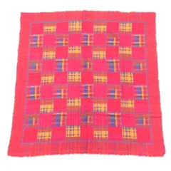 ケンゾー KENZO 大判 ストール スカーフ ウール チェック柄 フリンジ レッド系 マルチカラー /UOのサムネイル