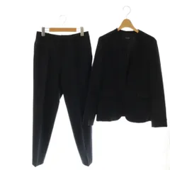 ノーリーズ Nolley's ウォッシャブルストレッチダブルクロスセットアップ ノーカラージャケット パンツ 38 ネイビー /HK ■OSのサムネイル