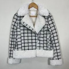 MIIA フェイクムートンツィードジャケット ホワイト ライダース