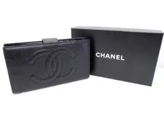 s25g-a871中古】CHANEL ｼｬﾈﾙ　ｷｬﾋﾞｱｽｷﾝ　ｺｺﾏｰｸ　ｳｫﾚｯﾄ　A01429　がま口　二つ折り財布