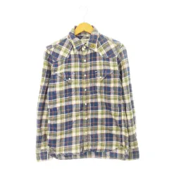 レミレリーフ REMI RELIEF The Golden State ウエスタンシャツ 長袖 フランネル スタッズ ワンポイント S 紺 ネイビー /AH19 ■GY17