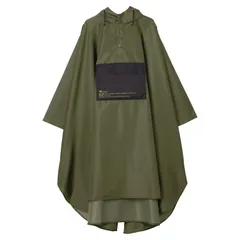 【人気商品】おしゃれ 長め 着丈113cm 自転車 通学 男女兼用 通勤 キャンプ フェス アウトドア レインウェア メンズ R005-906-201 レディース カーキ ［パッカブルポンチョ］バイカラー レインコート [ワールドパーティー] [Wpc.]