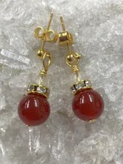 【EN32373】カーネリアン・水晶　ピアス