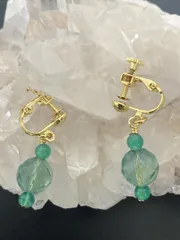 【EN32374】フローライト・グリーンアゲート　イヤリング