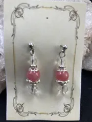 【EN32370】インカローズ・水晶  ピアス