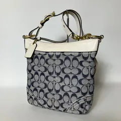 2511-404｜コーチ シグネチャー ショルダーバッグ ホワイト×デニム