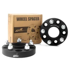 GAsupply 鍛造ワイドトレッドスペーサー PCD100 5H 内径56.1 M12XP1.25 厚さ25mm ワイトレハブリング一体 マットブラック【2枚セット】