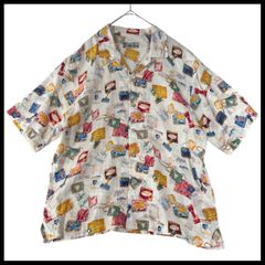PAPAS ISLAND パパスアイランド リネンシャツ サイ柄 半袖シャツ