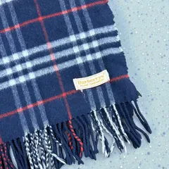 Burberrys マフラー 旧タグ バーバリーズ ネイビー チェック柄 ノバチェック フリンジ カシミヤ