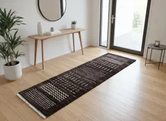 四季を楽しむオールシーズンラグ　ガゼニギャッベ　　ミニランナー　122x38cm　無染めのウール　BP186