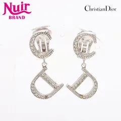 Christian Dior クリスチャンディオール イヤリング CDロゴ ラインストーン【中古】