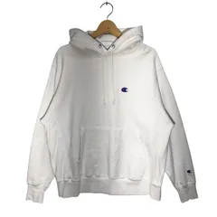 Champion REVERSE WEAVE パーカー フーディー プルオーバー ワンポイント刺繡 オーバーサイズ ビックシルエット HONDURAS製 Lサイズ ホワイト