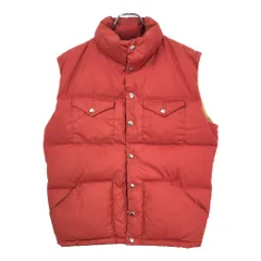 70年代 USA製 THE NORTH FACE ノースフェイス ダウンベスト アウトドア 茶タグ レッド(メンズ M)中古 古着 V6652