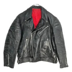 ダブルライダース レザージャケット ブラック(メンズ M相当)中古 古着 V6967