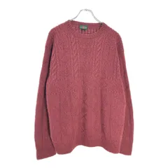 90年代 J.CREW ジェイクルー ケーブルニット セーター ワインレッド(メンズ L)中古 古着 V7419