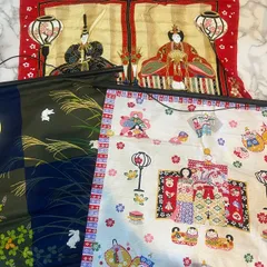 和柄 タペストリー 3点セット ひな祭り 月とうさぎ 雛人形風 壁掛け 和風インテリア