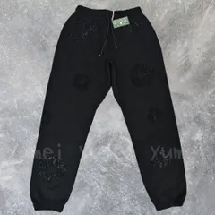 正規品 Denim Tears デニムティアーズ×スワロフスキー Swarovski オールブラック 花柄 スウェットパンツ ロングパンツ ストリートファッション メンズ ユニセックス