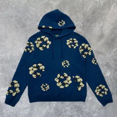 正規品 Denim Tears デニムティアーズ ネイビー 花柄 ロゴ プルオーバーパーカー フーディー フード付き ストリートファッション メンズ ユニセックス